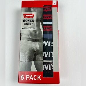 Levi's 6 PACK Boxer Brief Underwear Men’s Size Large Cotton 6" Inseam Tag Free